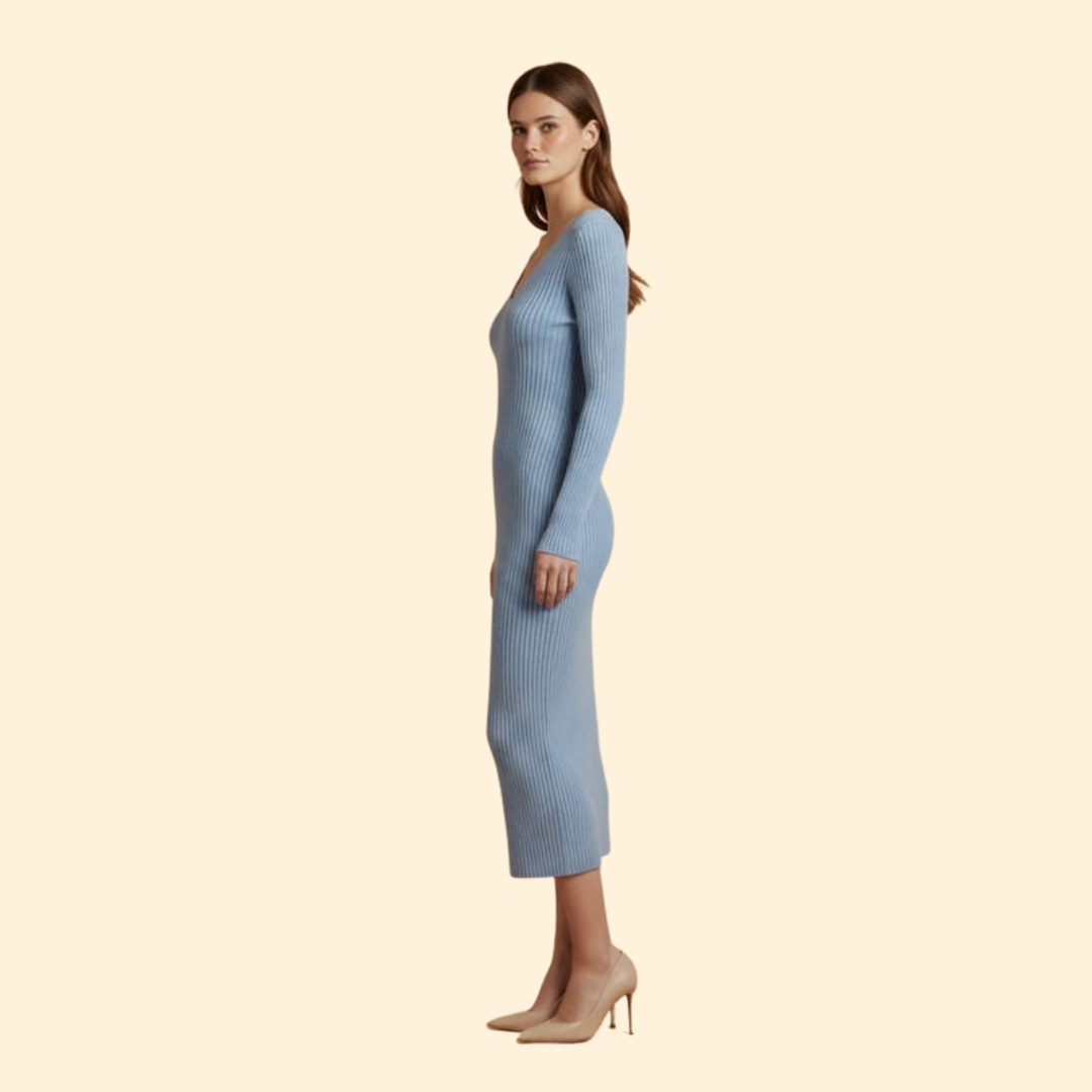 Women’s Ribbed Knit Midi Dress