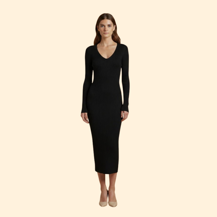 Women’s Ribbed Knit Midi Dress