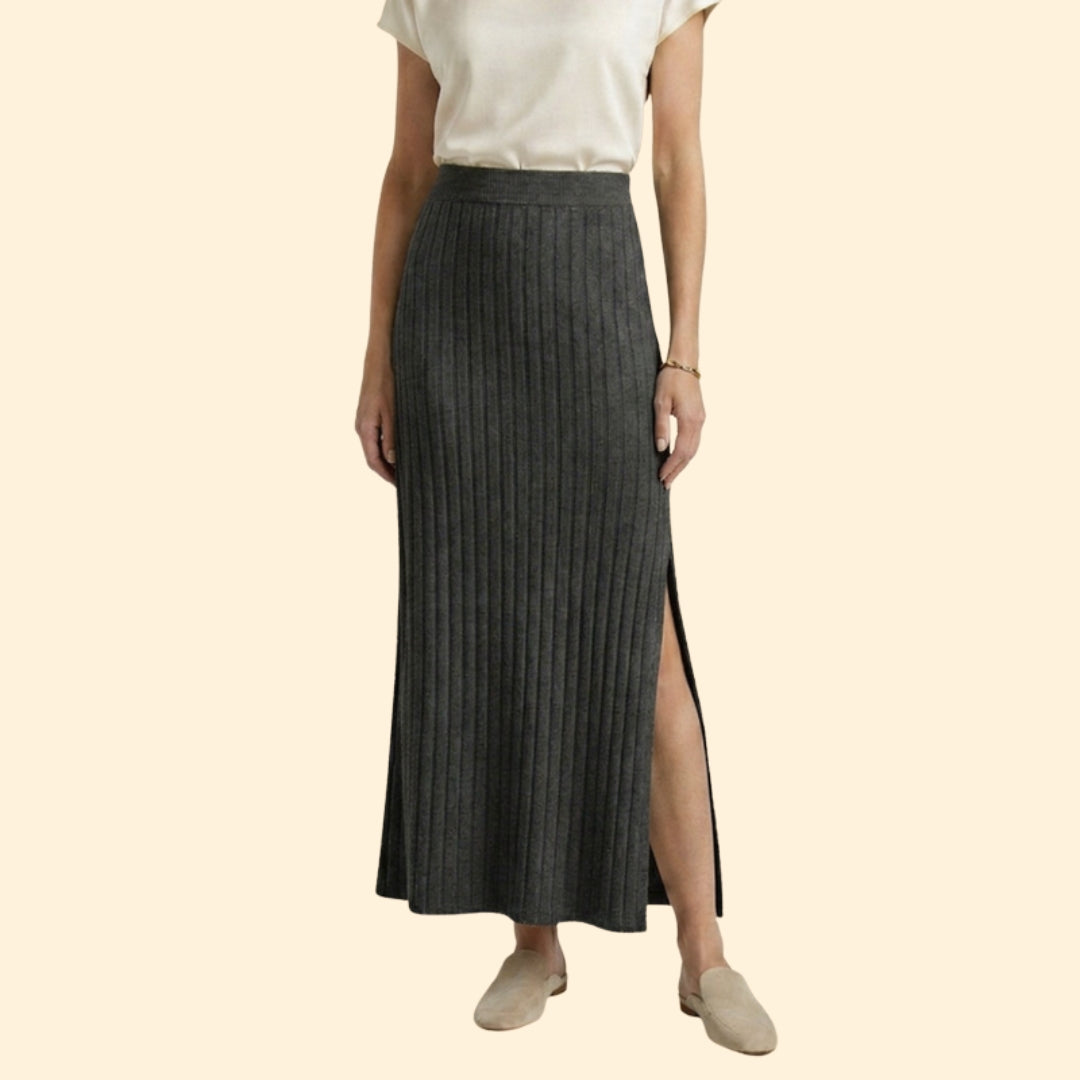 Women's Ribbed Split Skirt