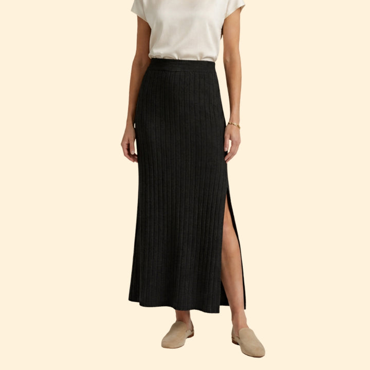 Women's Ribbed Split Skirt