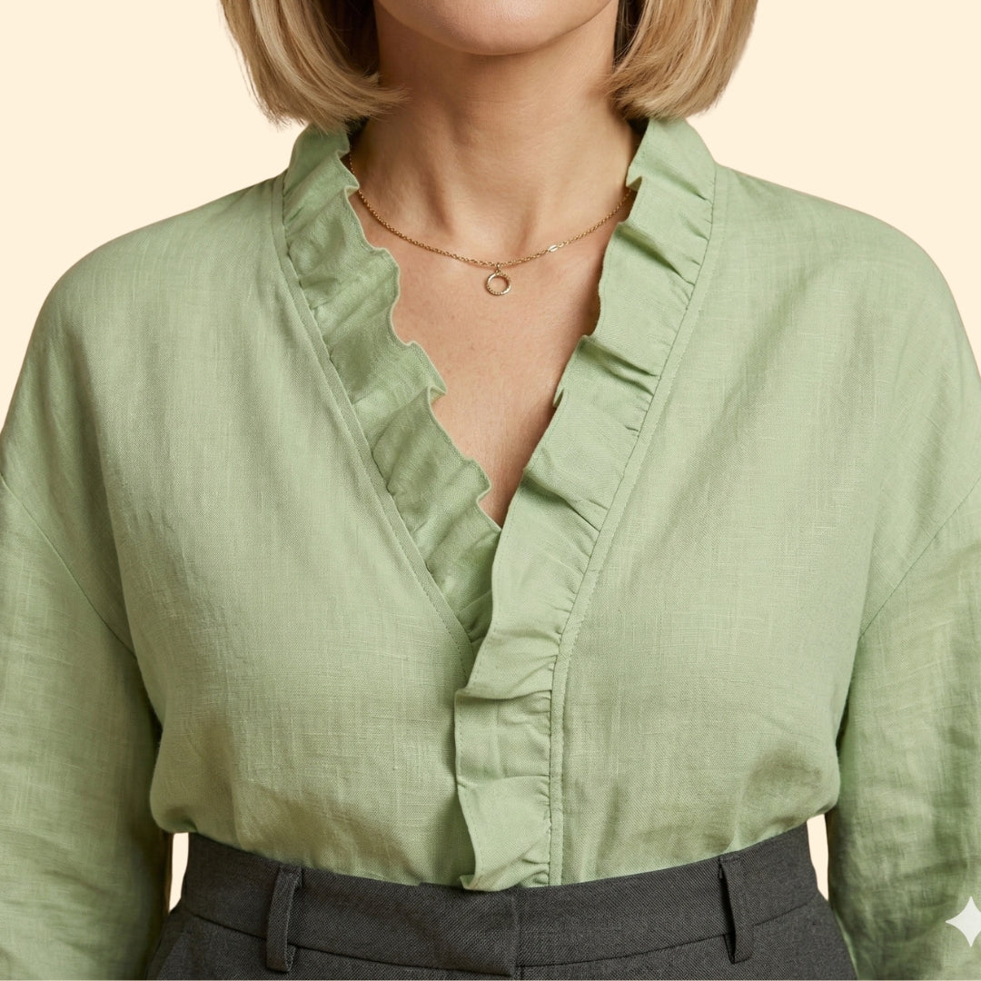Women's Ruffle V-Neck Blouse