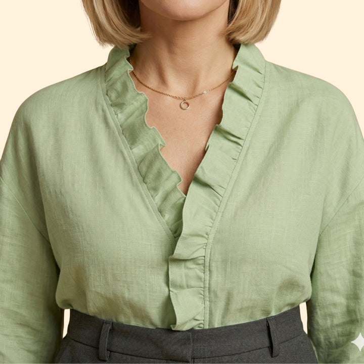 Women's Ruffle V-Neck Blouse