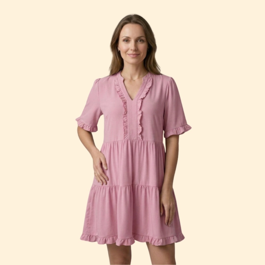 Women’s Ruffle V Neck Mini Dress