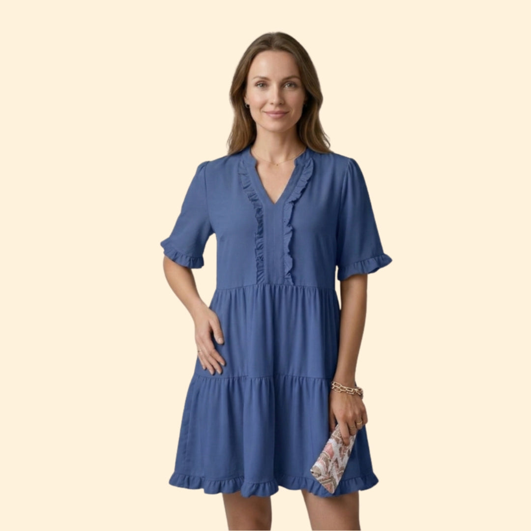 Women’s Ruffle V Neck Mini Dress