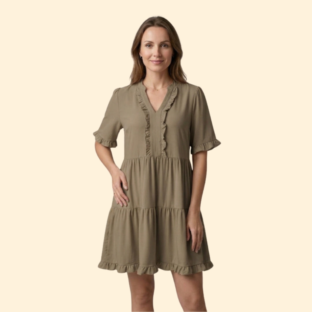 Women’s Ruffle V Neck Mini Dress