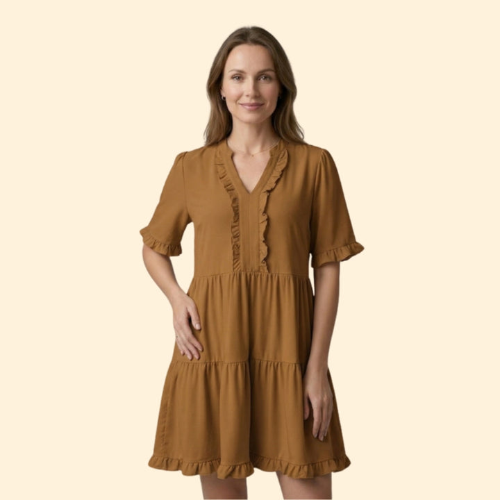 Women’s Ruffle V Neck Mini Dress