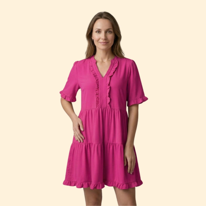 Women’s Ruffle V Neck Mini Dress