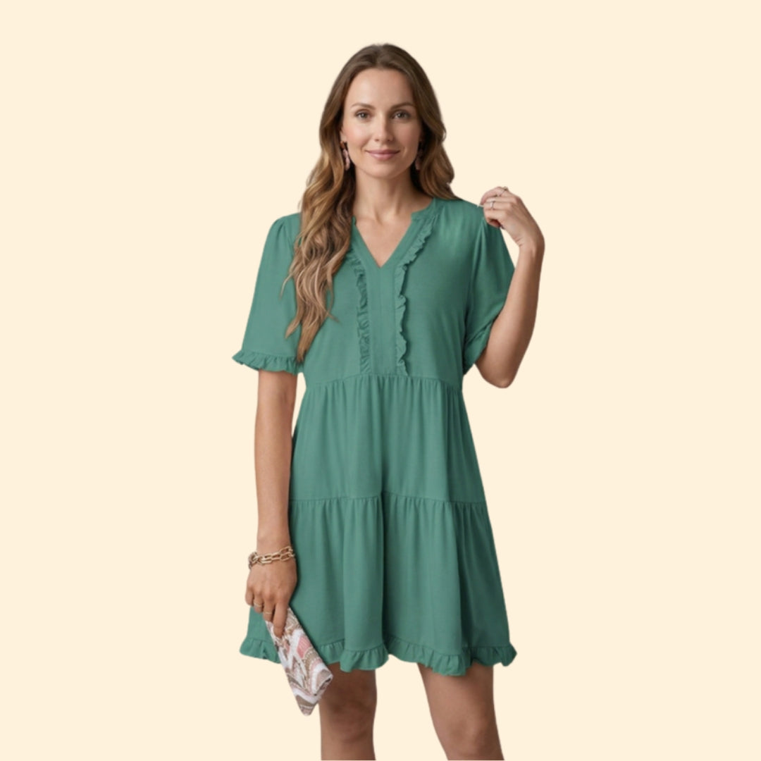 Women’s Ruffle V Neck Mini Dress