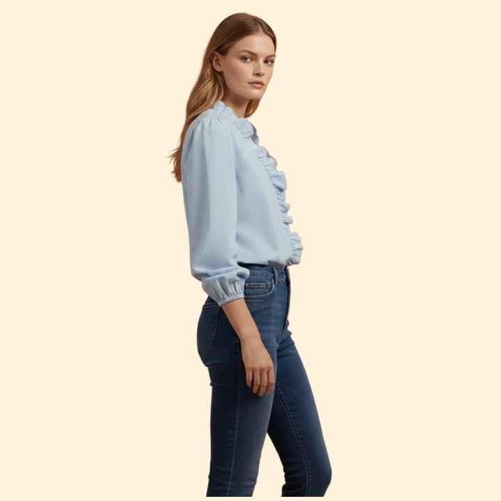 Women's Ruffled Button-Down Shirt