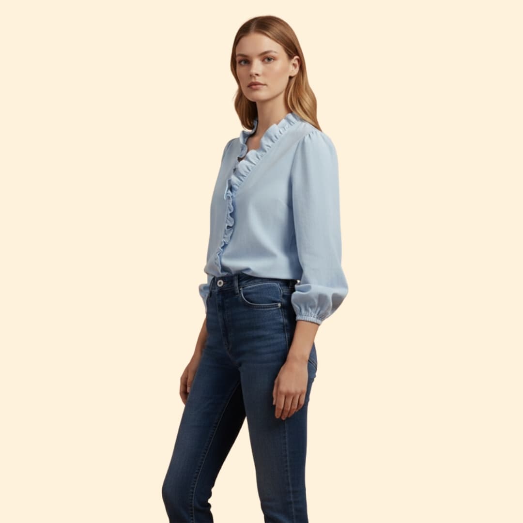 Women's Ruffled Button-Down Shirt