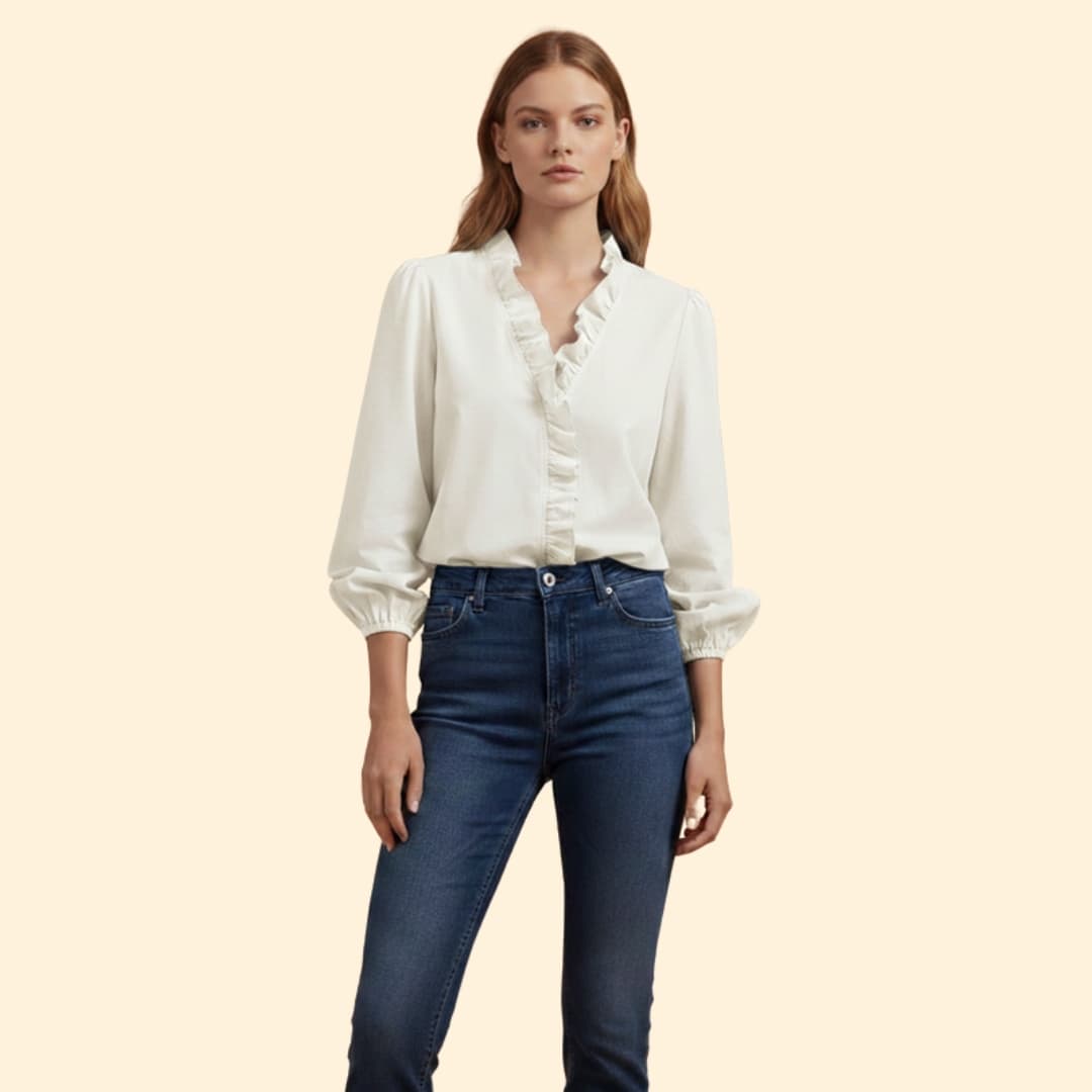 Women's Ruffled Button-Down Shirt