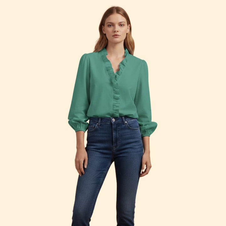 Women's Ruffled Button-Down Shirt