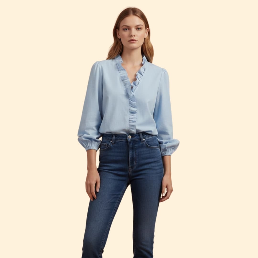 Women's Ruffled Button-Down Shirt