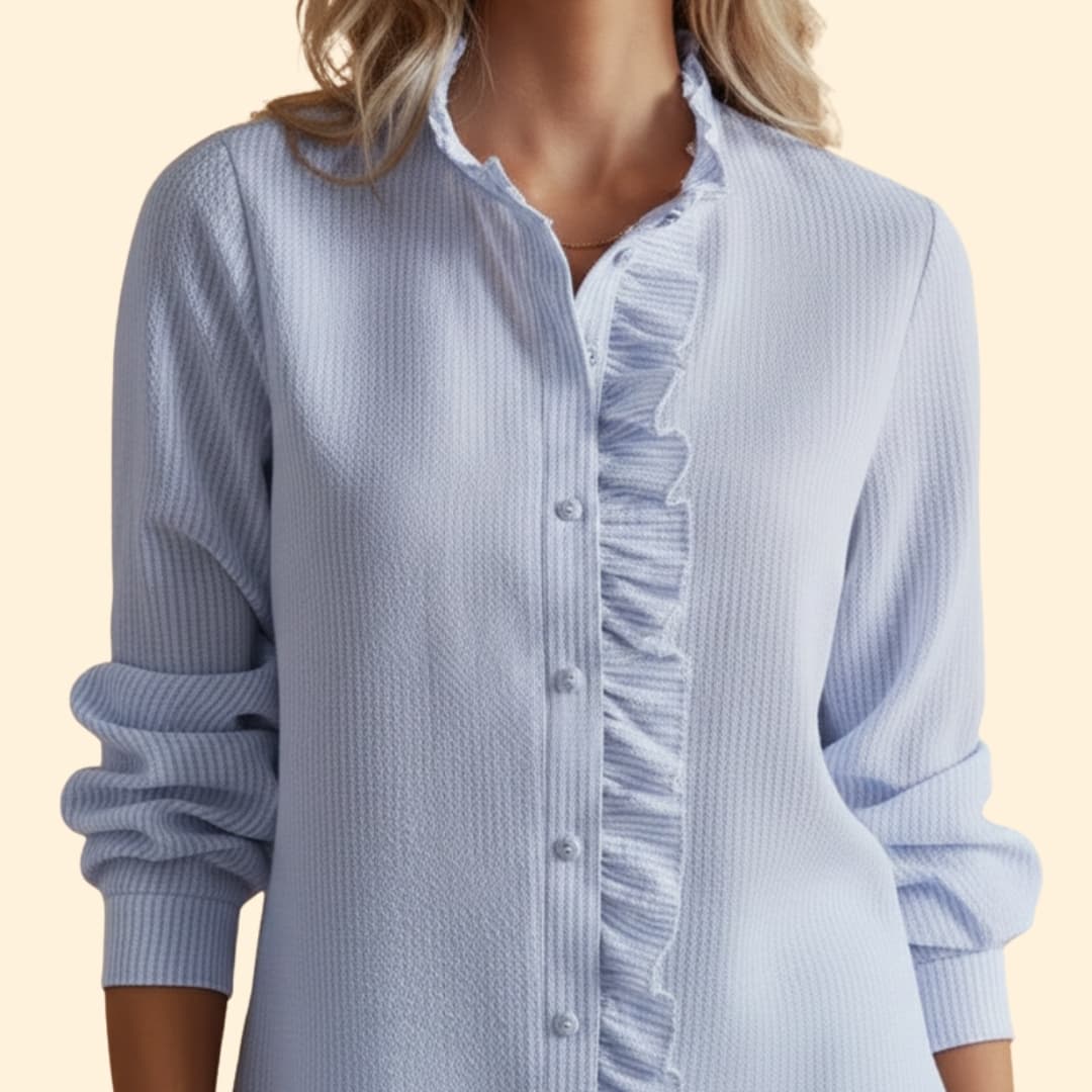 Women's Ruffled Button-Up Shirt