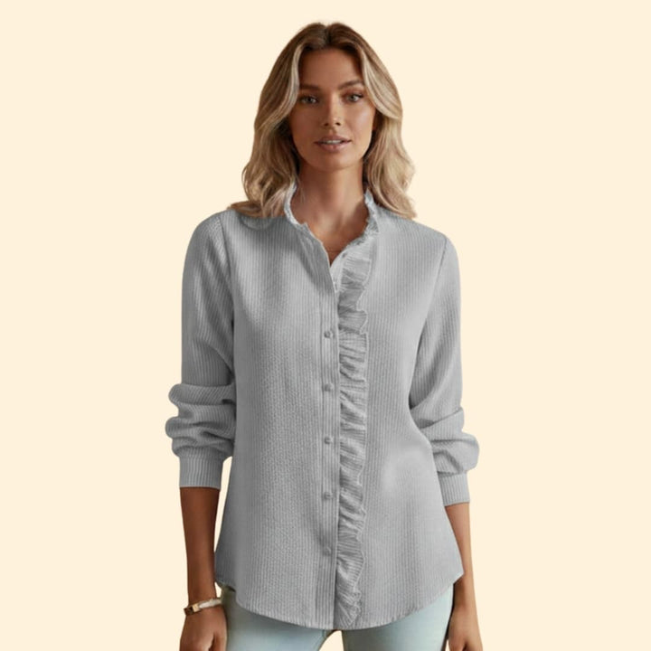 Women's Ruffled Button-Up Shirt