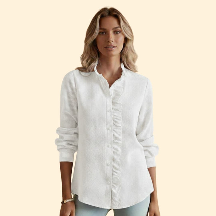 Women's Ruffled Button-Up Shirt