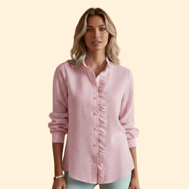 Women's Ruffled Button-Up Shirt