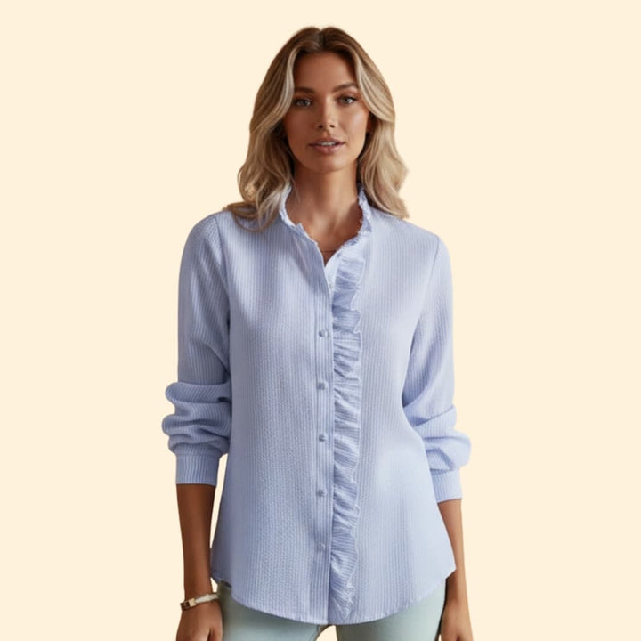 Women's Ruffled Button-Up Shirt