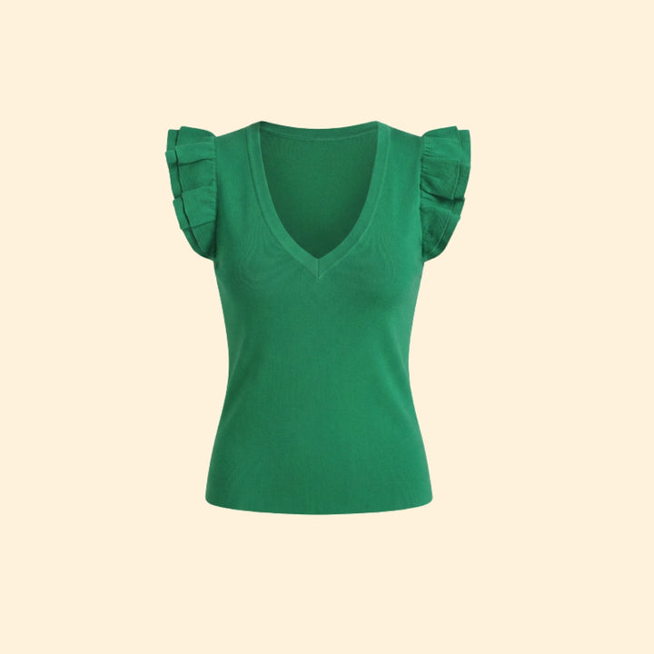 Women’s Ruffled Sleeve V-Neck Tank Top