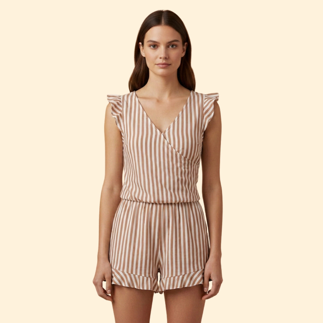 Women's Ruffled Twist-Front Romper