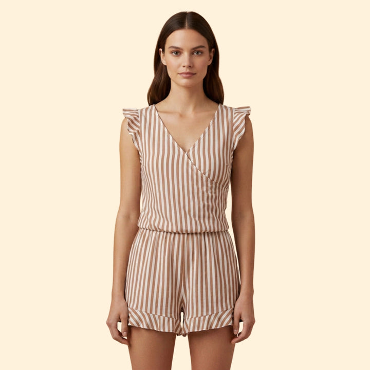 Women's Ruffled Twist-Front Romper