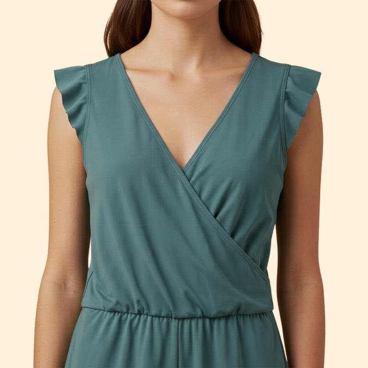 Women's Ruffled Twist-Front Romper