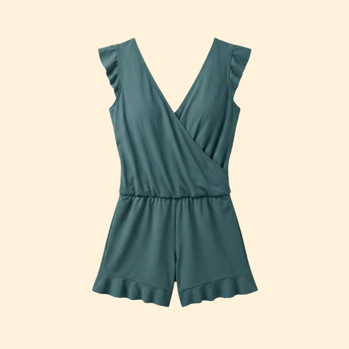 Women's Ruffled Twist-Front Romper