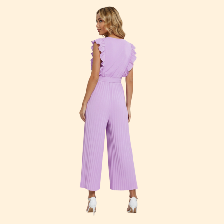 Women's Ruffled V-Neck Jumpsuit
