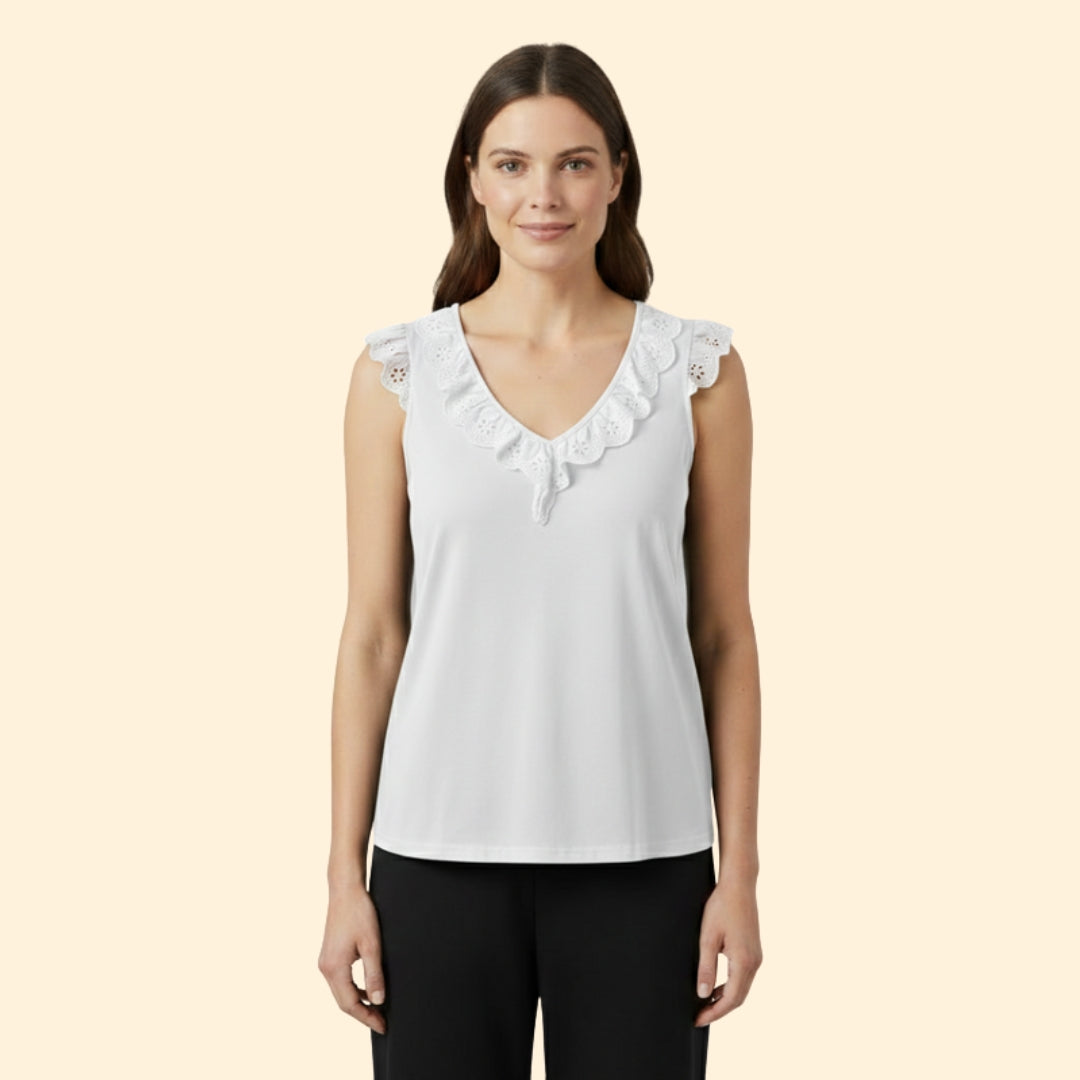Women's Ruffled V-Neck Top