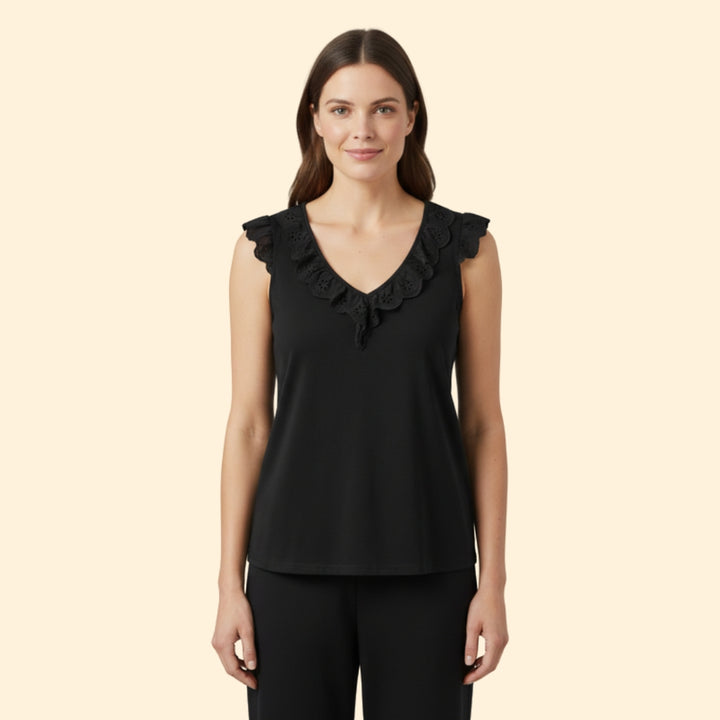 Women's Ruffled V-Neck Top