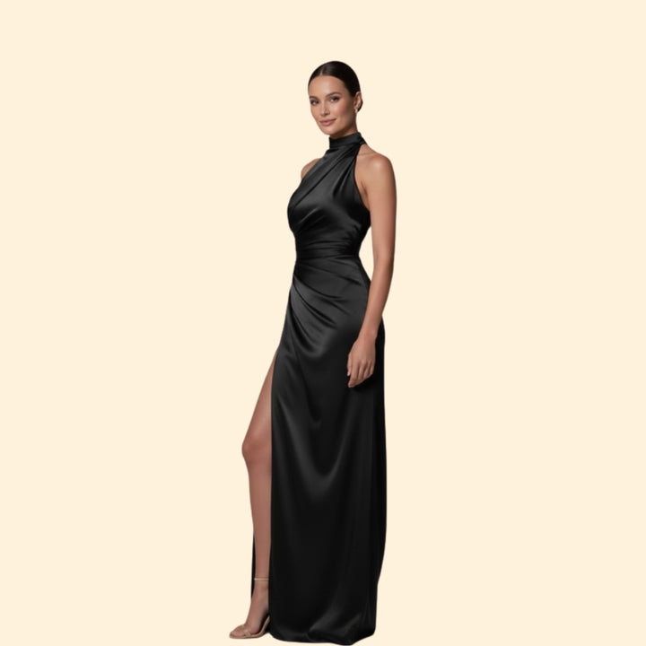 Women's Satin High Slit Gown