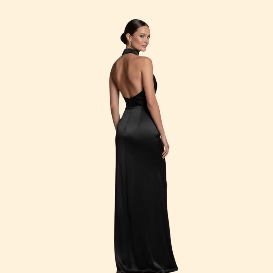 Women's Satin High Slit Gown