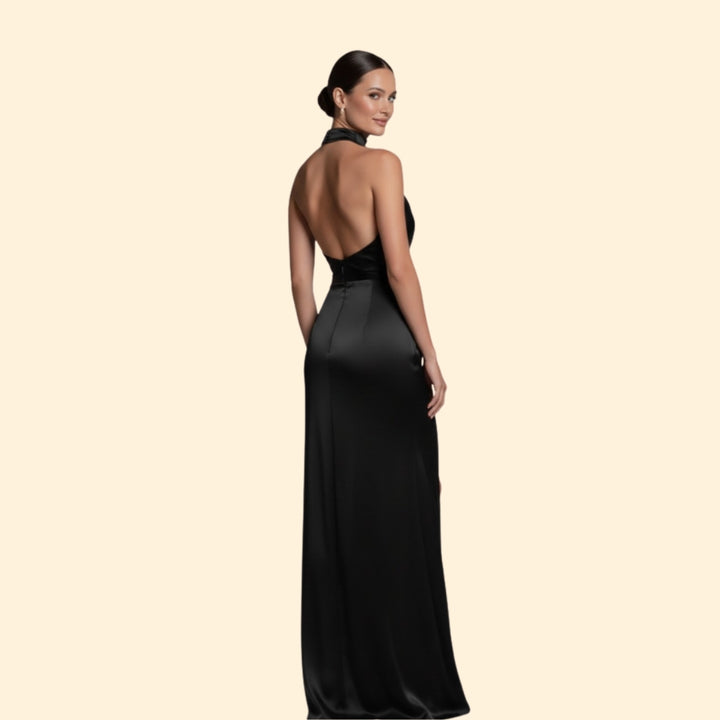 Women's Satin High Slit Gown