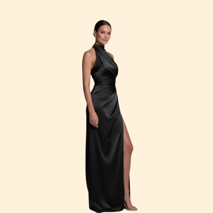 Women's Satin High Slit Gown