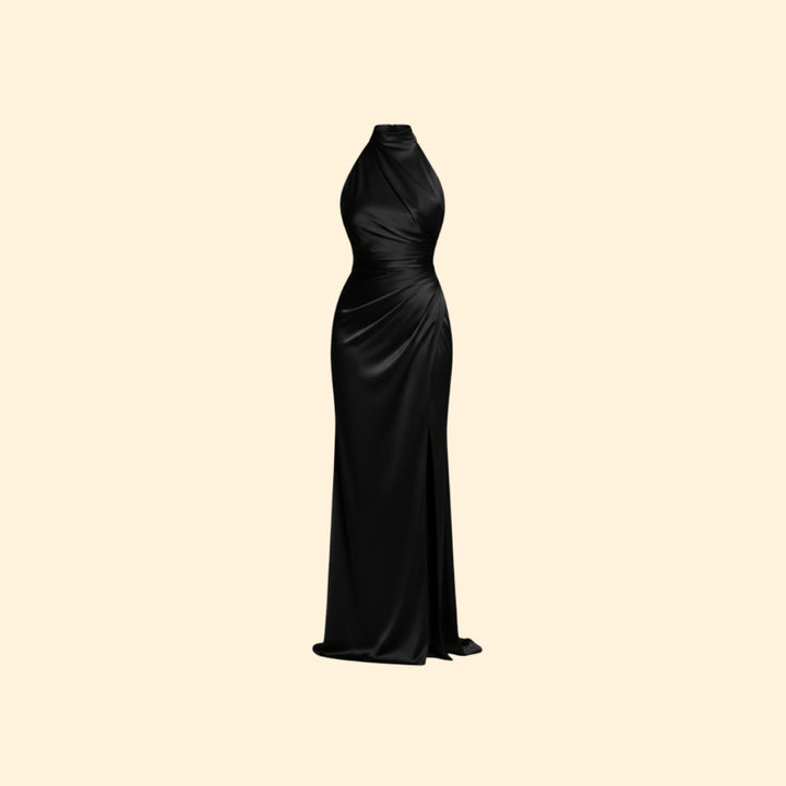 Women's Satin High Slit Gown