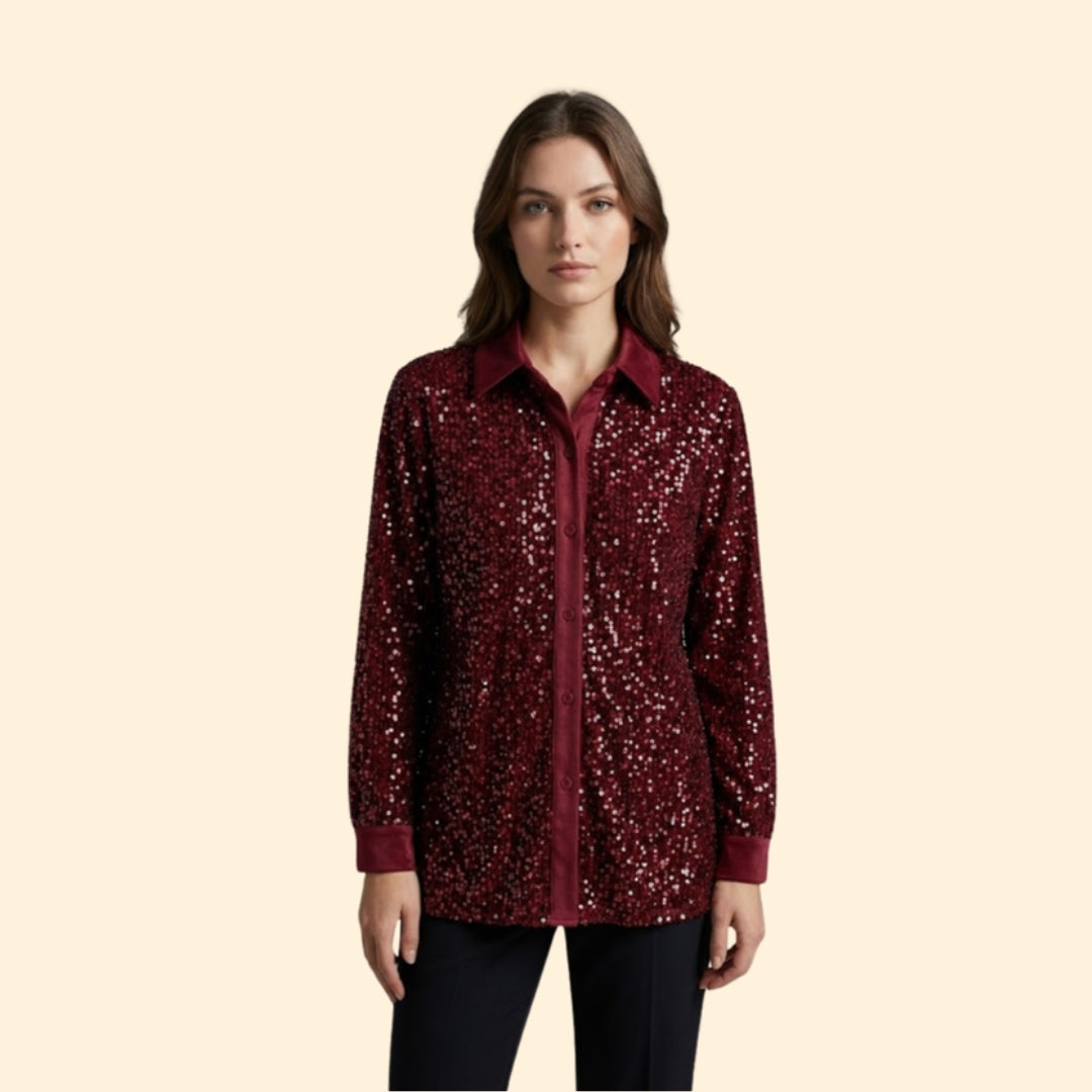Women’s Sequin Button Shirt