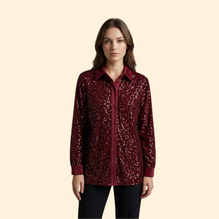 Women’s Sequin Button Shirt