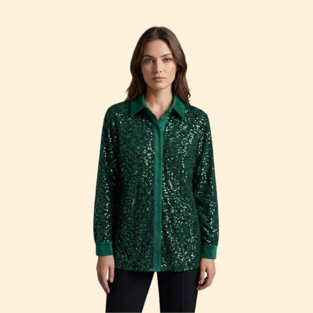 Women’s Sequin Button Shirt
