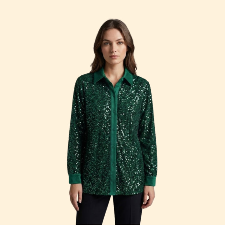 Women’s Sequin Button Shirt