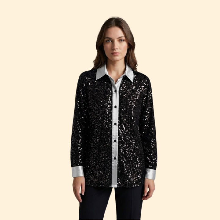 Women’s Sequin Button Shirt
