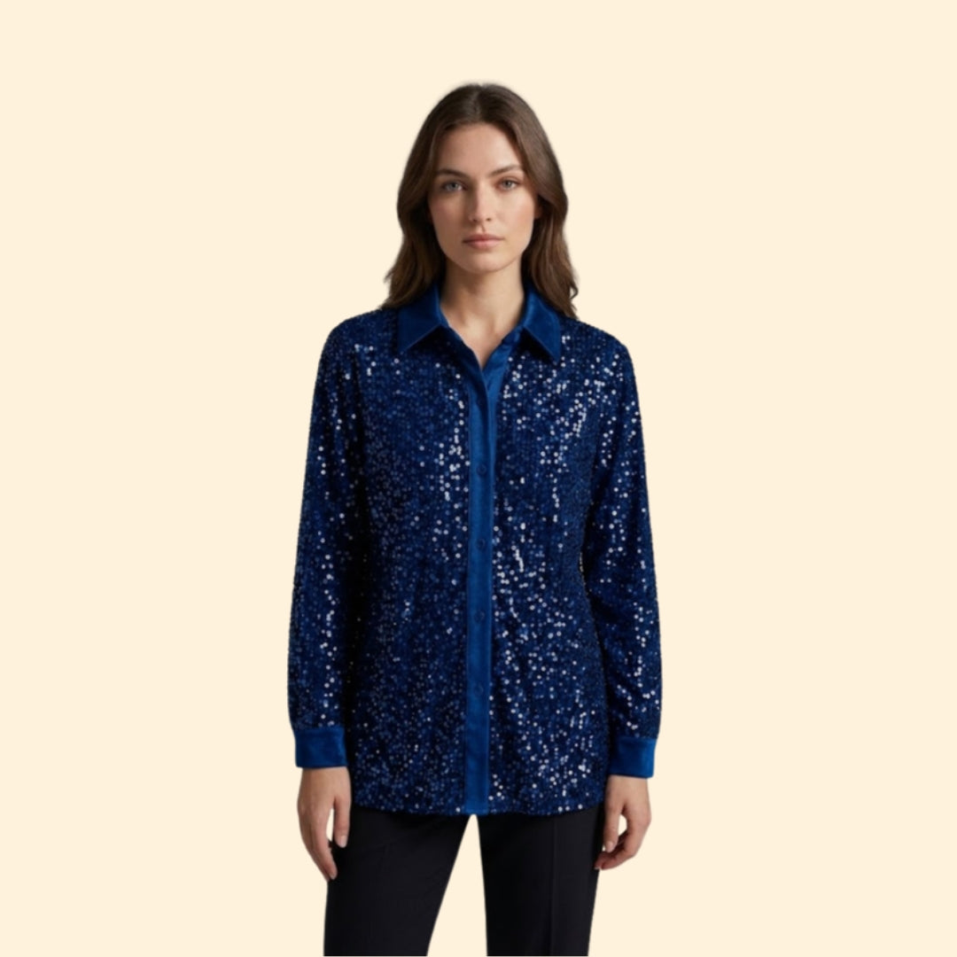 Women’s Sequin Button Shirt