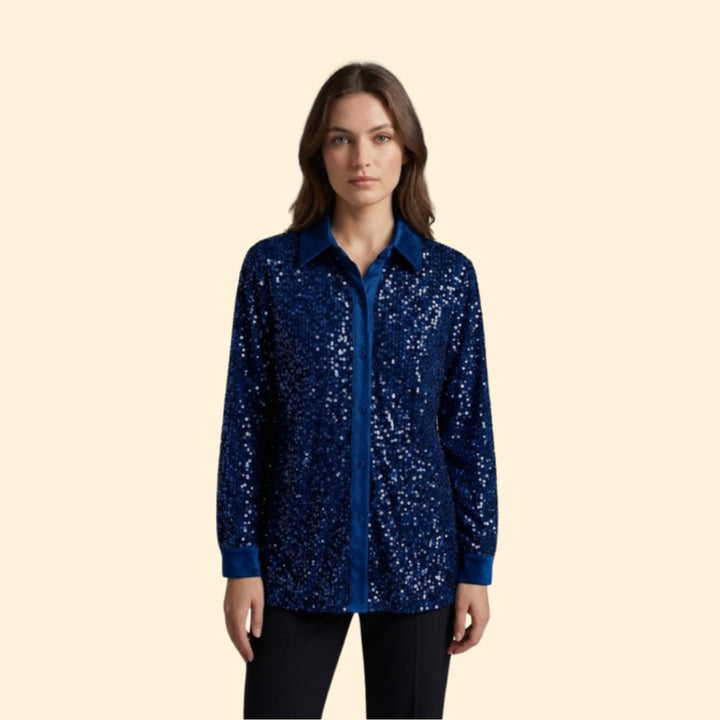 Women’s Sequin Button Shirt