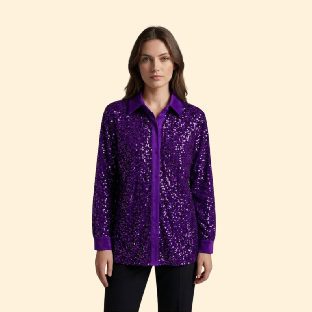 Women’s Sequin Button Shirt