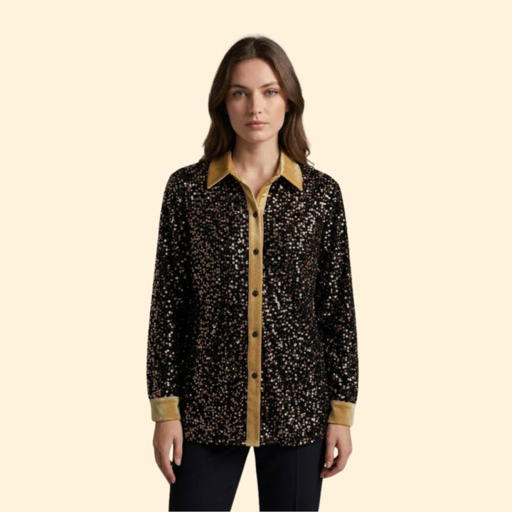 Women’s Sequin Button Shirt