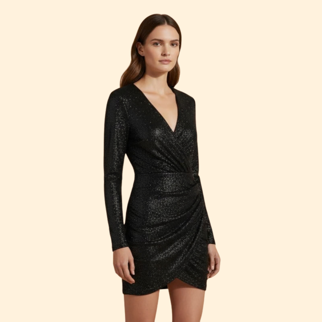 Women's Sequin V-Neck Asymmetrical Mini Dress