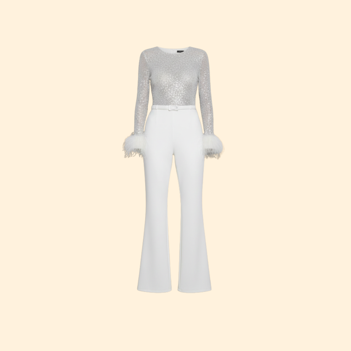 Women's Sequin and Feather Jumpsuit