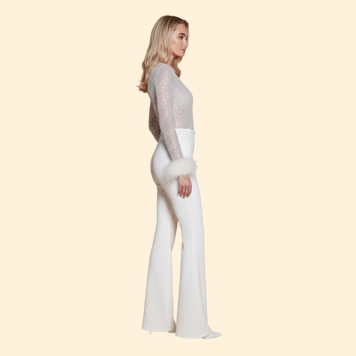 Women's Sequin and Feather Jumpsuit