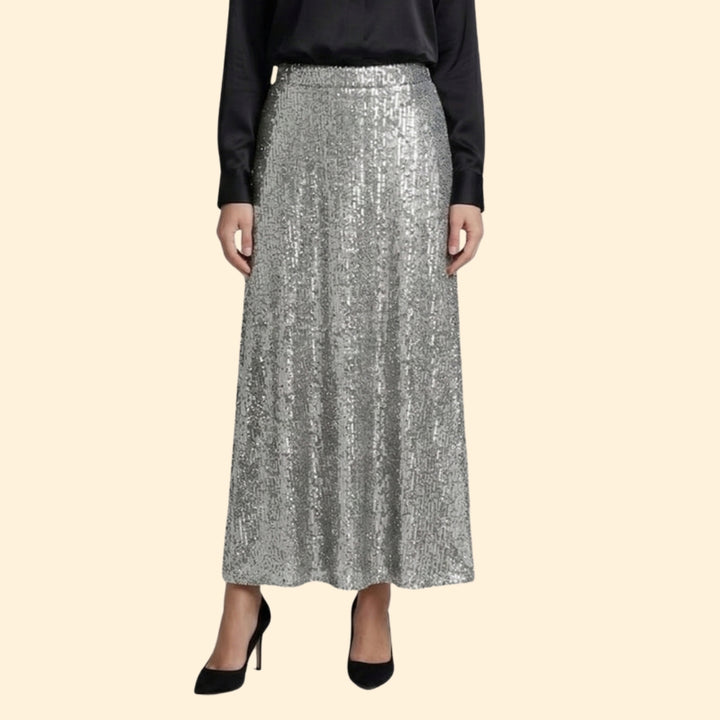 Women's Sequined Maxi Skirt with Sleek Fit