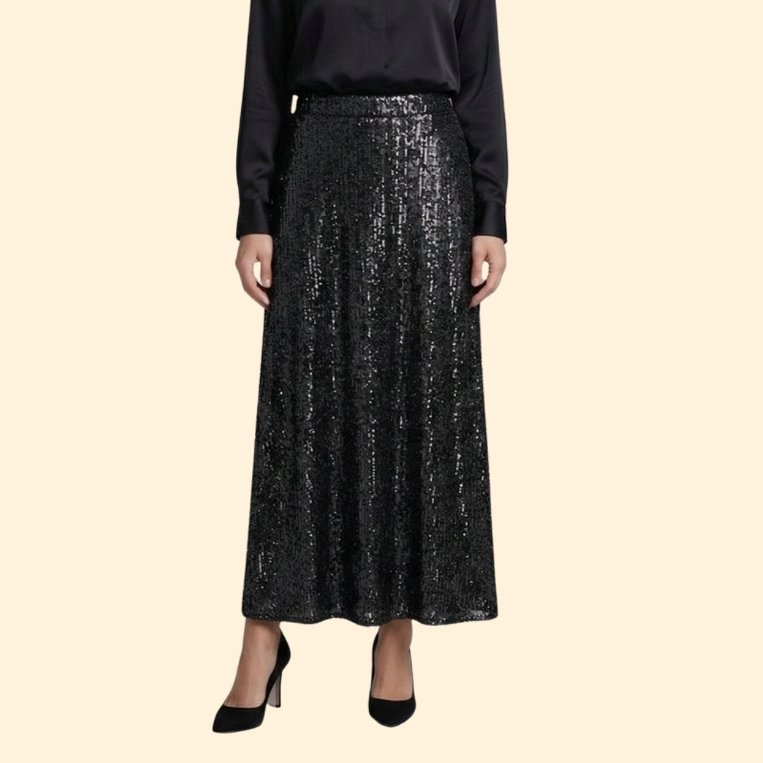 Women's Sequined Maxi Skirt with Sleek Fit