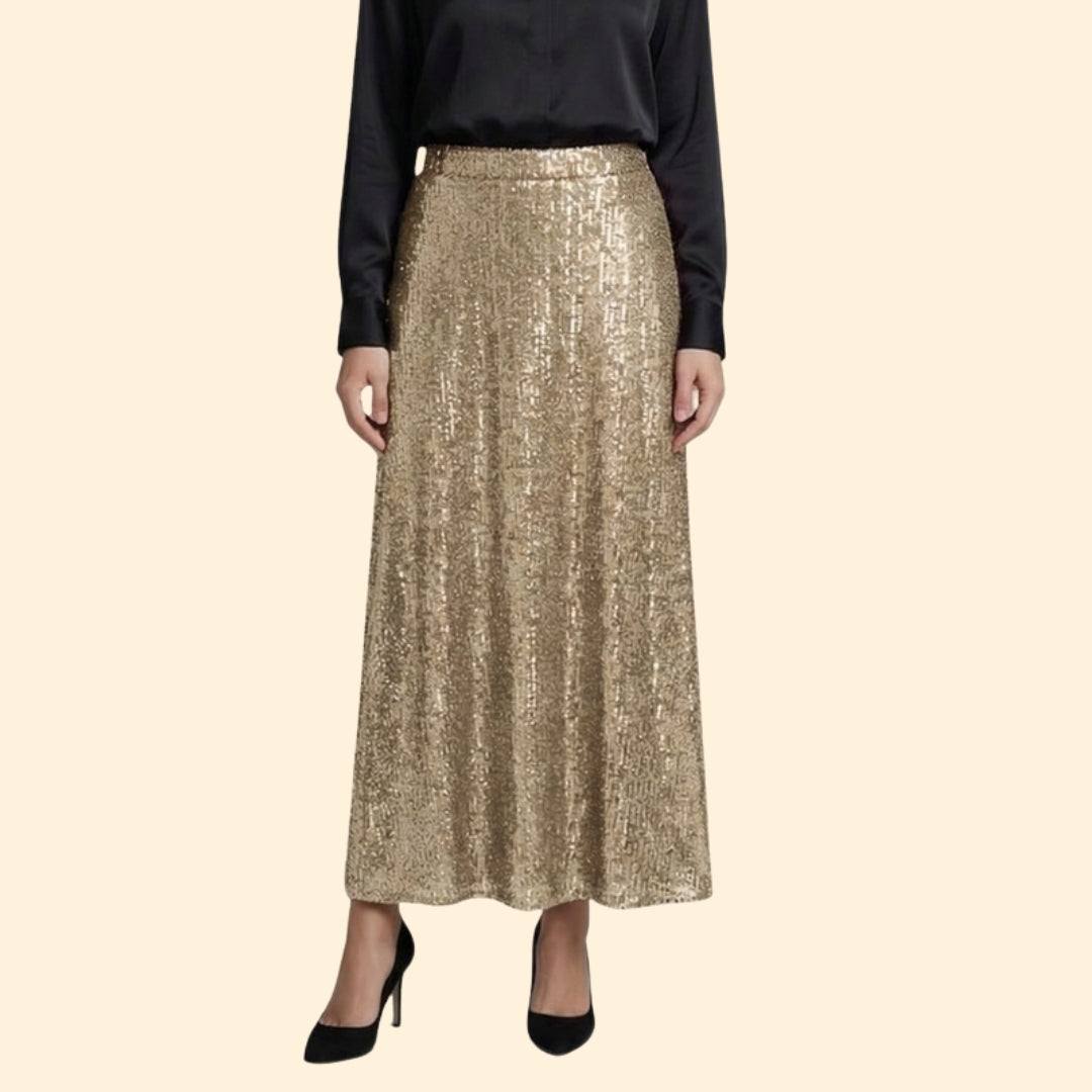 Women's Sequined Maxi Skirt with Sleek Fit